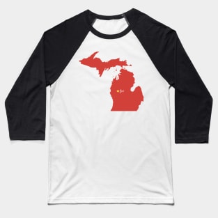 Big Rapids College Michigan Heart on map Baseball T-Shirt